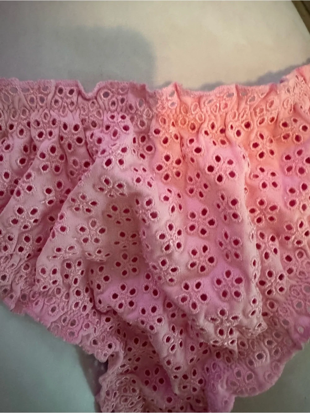 NWT Frankie's Bikinis Pink Eyelet floral Top XXL feminine ruffles bottom XL VS